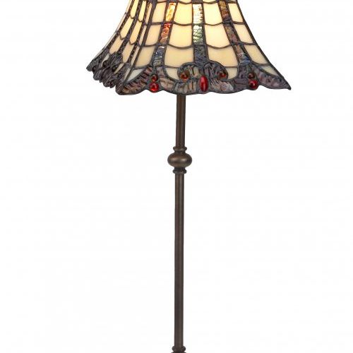 l.20x20cm Lámpara de mesa Tiffany color beig con base alta Serie Melange