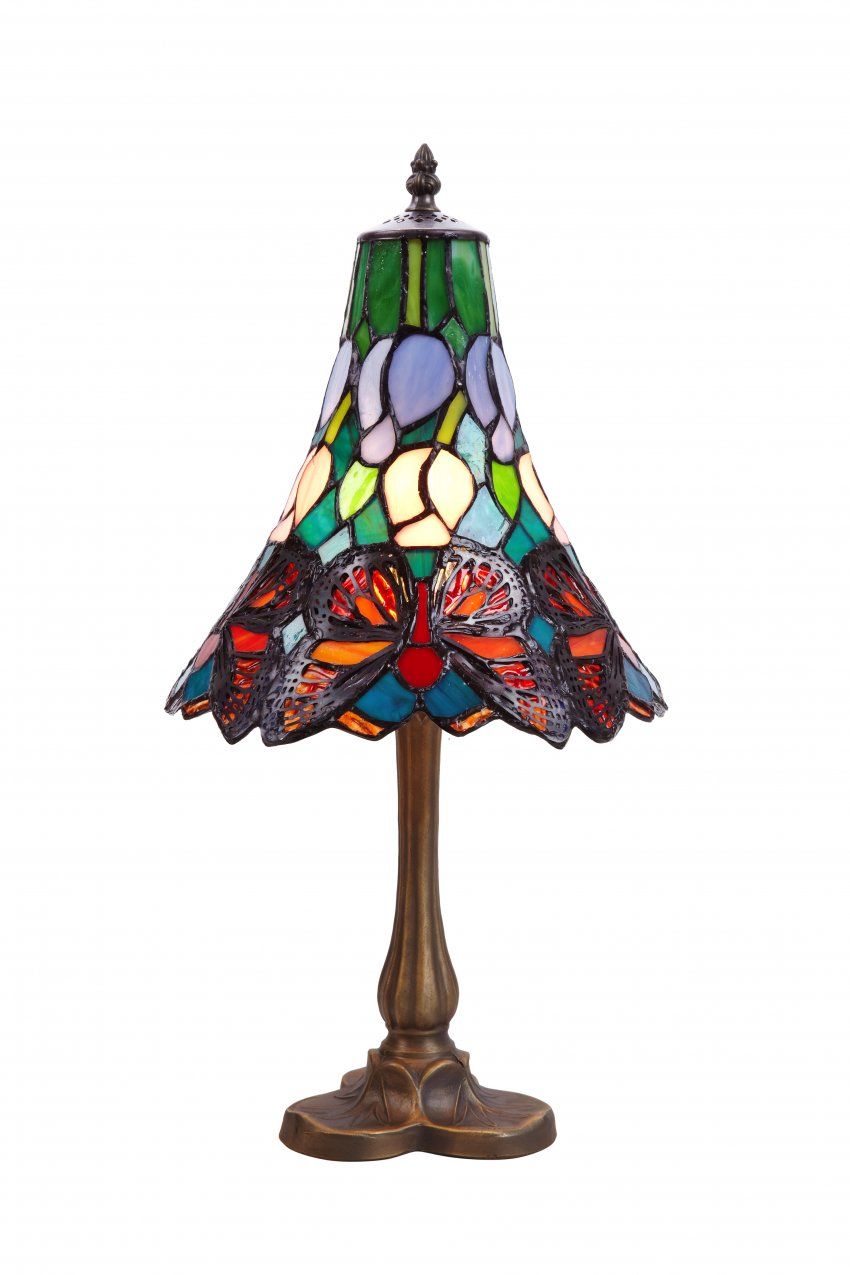 d.25cm Lámpara de mesa con mariposas y montura con forma hexagonal Serie Butterfly 1 luz (Clonado)