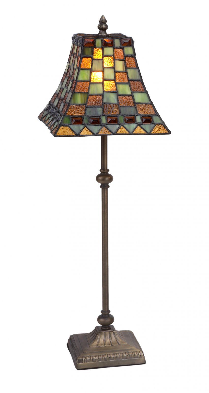 l.20x20cm Lámpara de mesa Tiffany con base alta Serie Melange