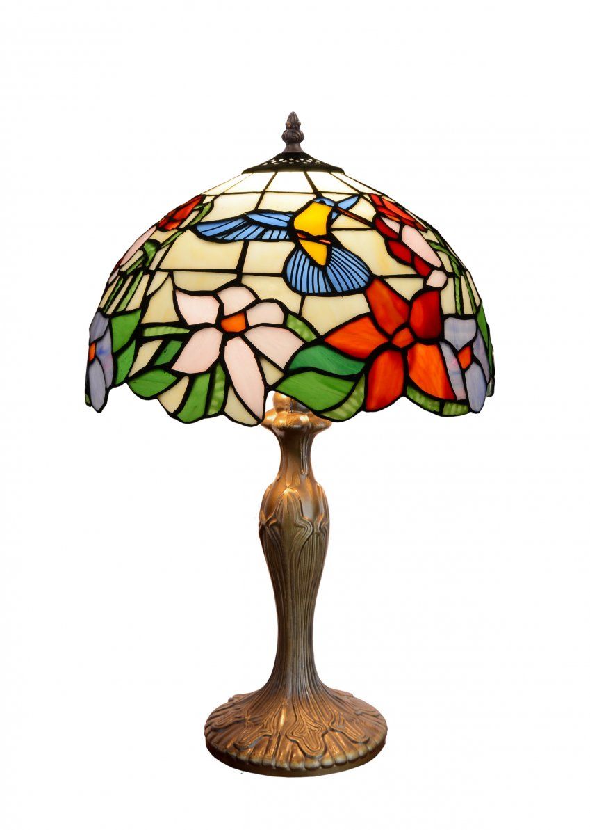 d.30cm. Lámpara de mesa Tiffany hexagonal Serie Compact