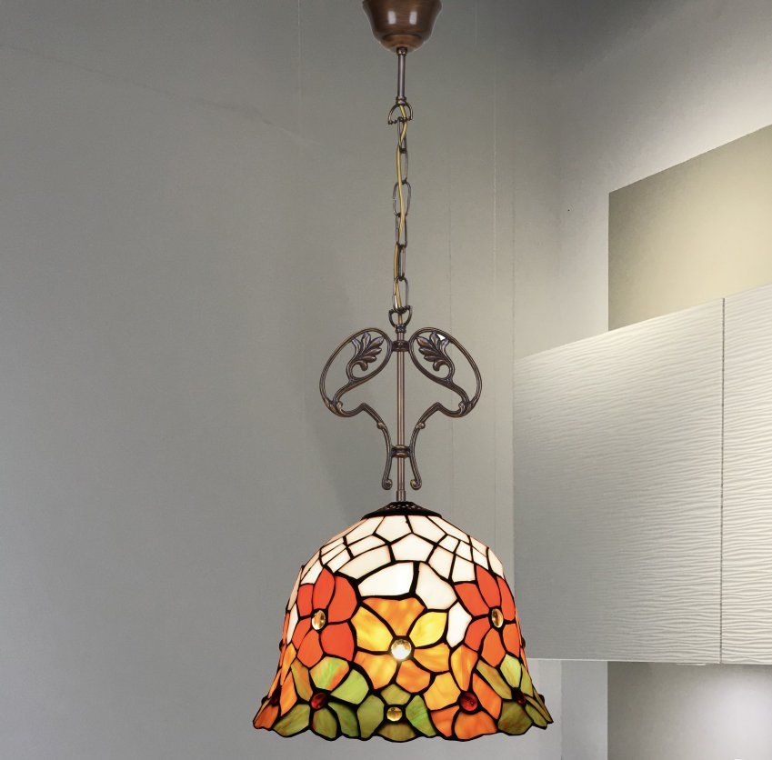 d.30cm Colgante Tiffany mediano con adorno fundición