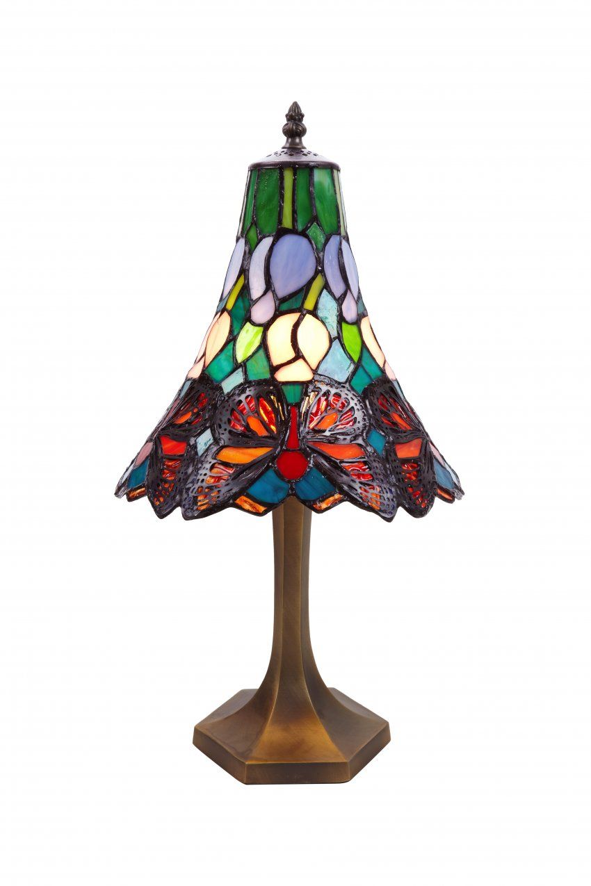 d.25cm Lámpara de mesa con mariposas y montura con forma hexagonal Serie Butterfly 1 luz