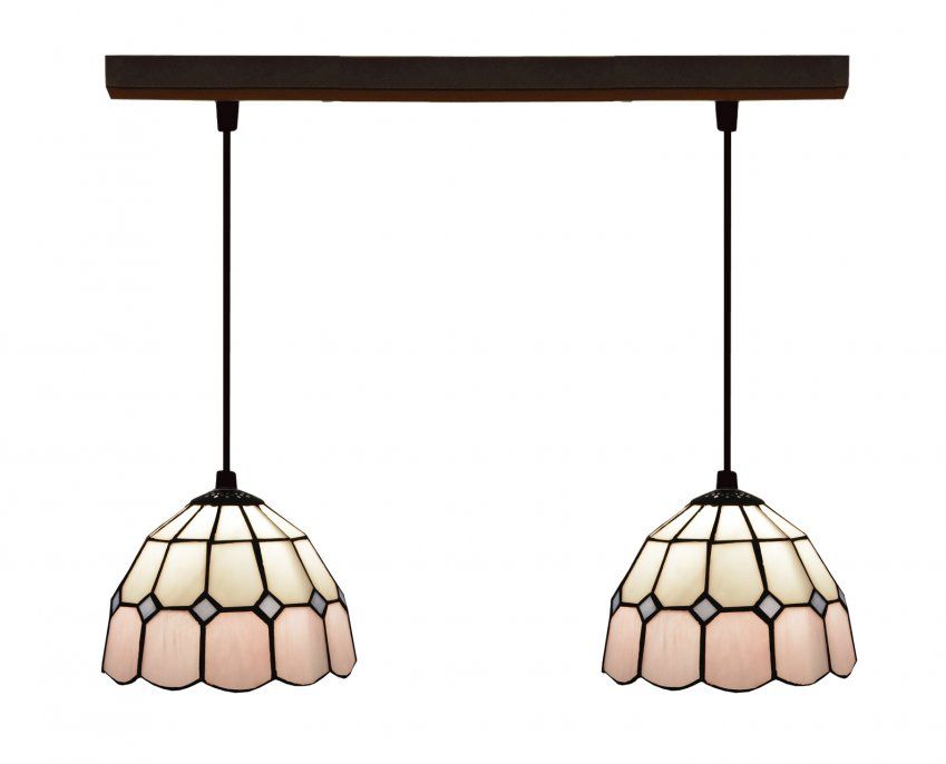 d.20cm x2 Lámpara regleta con 2 pantallas Tiffany Serie Pink
