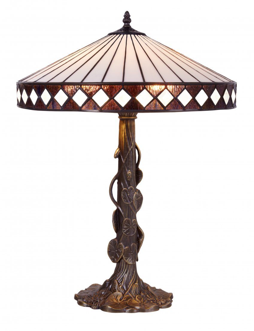 d.45cm Sobremesa mayor Tiffany con base con hojas Serie Ilumina