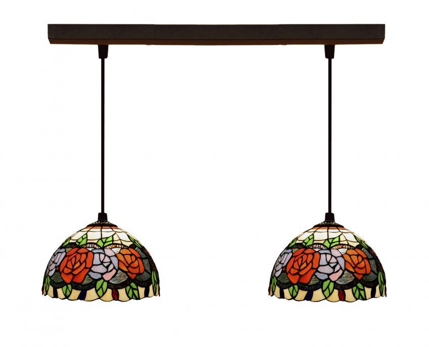 d.20cm x2 Lámpara regleta con 2 pantallas Tiffany Serie Rosy