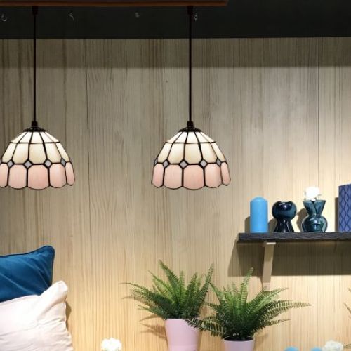 d.20cm x2 Lámpara regleta con 2 pantallas Tiffany Serie Pink