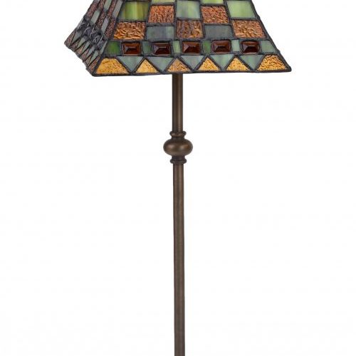 l.20x20cm Lámpara de mesa Tiffany con base alta Serie Melange
