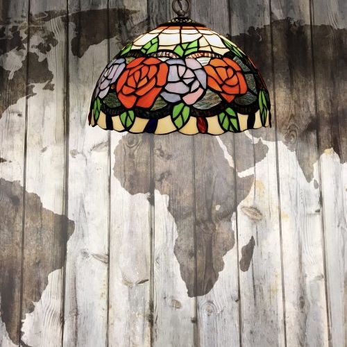 d.30cm Colgante de techo Tiffany con cadena acabado medalla