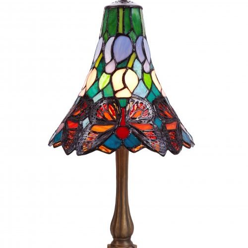 d.25cm Lámpara de mesa con mariposas y montura con forma hexagonal Serie Butterfly 1 luz (Clonado)