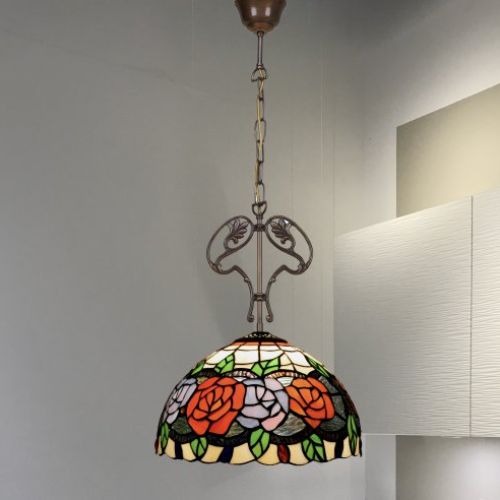 d.30cm Colgante de techo Tiffany con adorno fundición