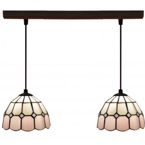 d.20cm x2 Lámpara regleta con 2 pantallas Tiffany Serie Pink