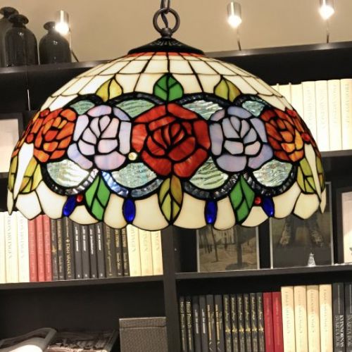 d.40cm. Colgante de techo Tiffany con cadena