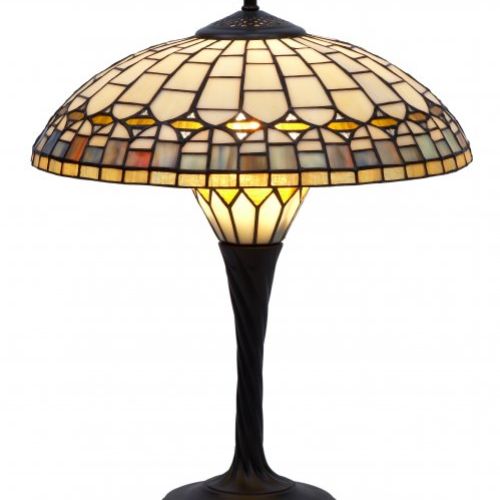 Lampara de mesa con base con opalinas de cristal