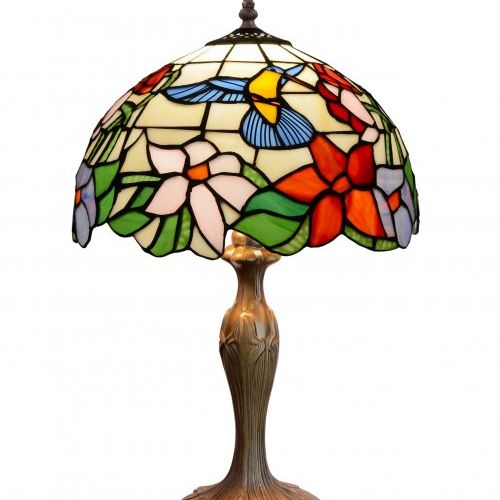 d.30cm. Lámpara de mesa Tiffany hexagonal Serie Compact