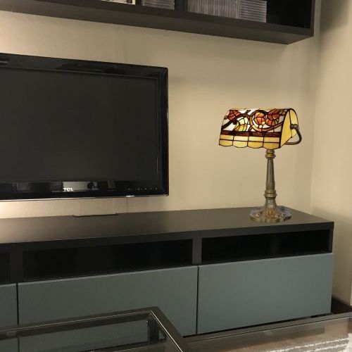 L.25cm. Lámpara de mesa banker Tiffany despacho Serie Compact II