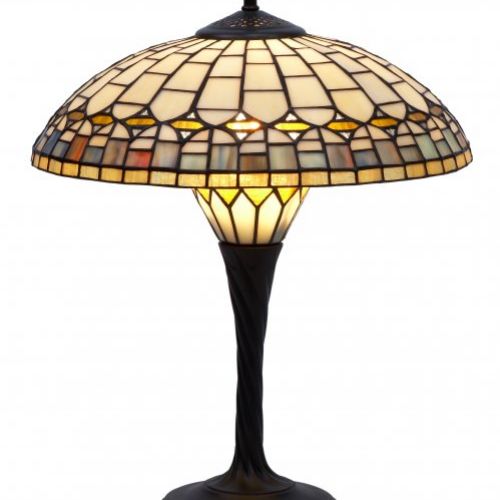 Lampara de mesa con base con opalinas de cristal
