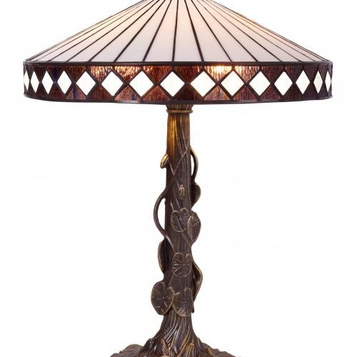 d.45cm Sobremesa mayor Tiffany con base con hojas Serie Ilumina